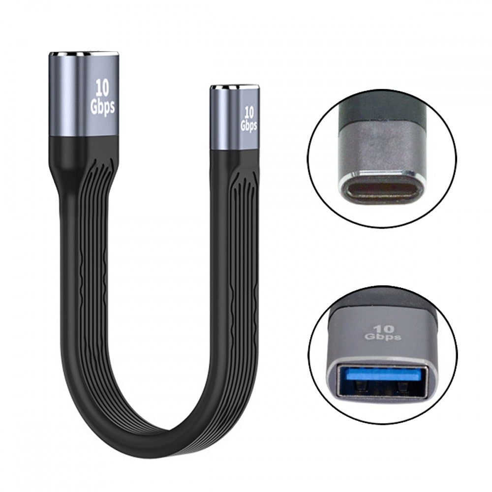 10Gbps USB 3.1 Type C Female to USB3.0 OTG Type A Female Flat Slim FPC Data Cable 13cm for Laptop Phone
