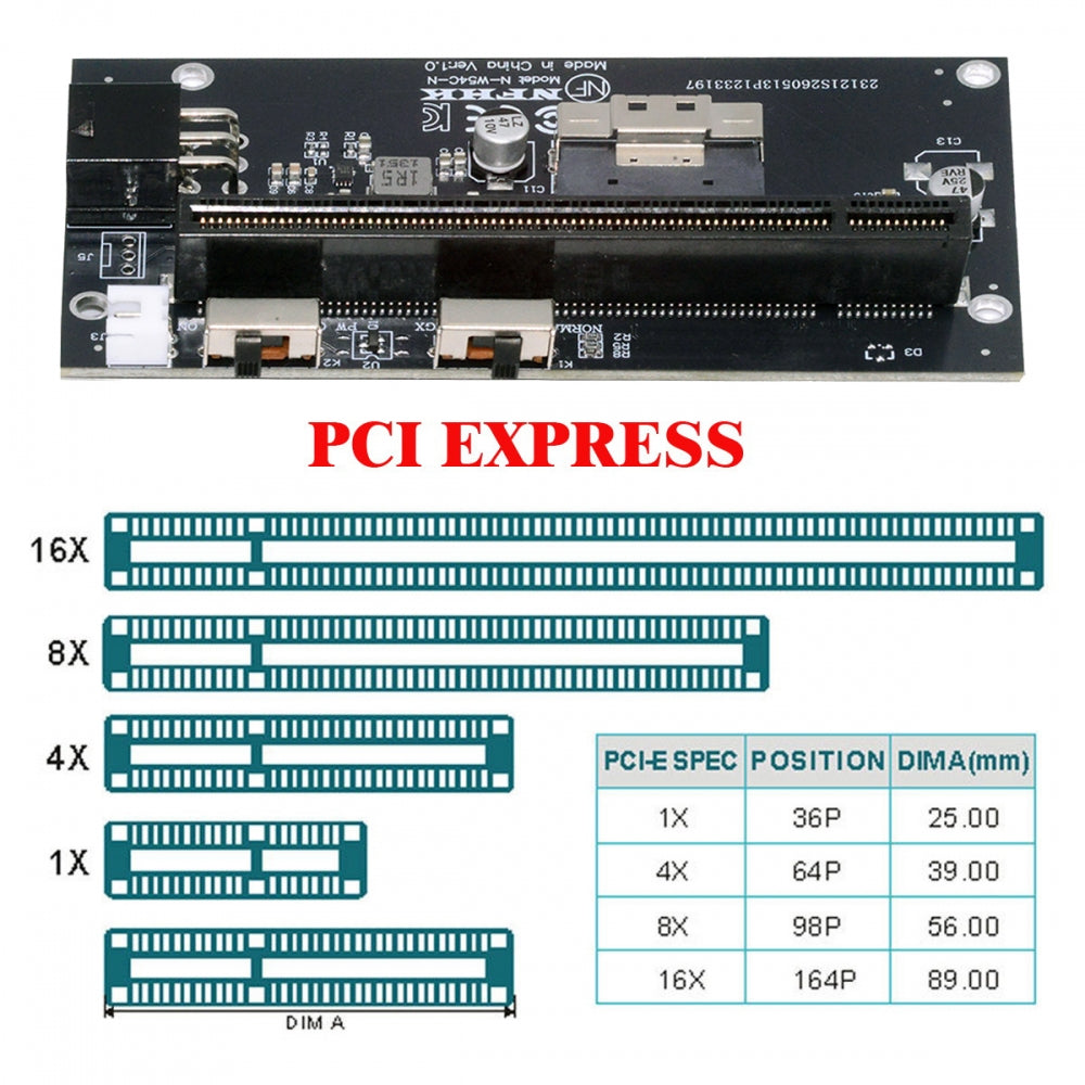 Slimline 8X SFF-8654 74Pin to PCIE PCI-Express 16x Adapter TGX with PCI-E 6Pin Power Switch Port for Mainboard Graphics Card