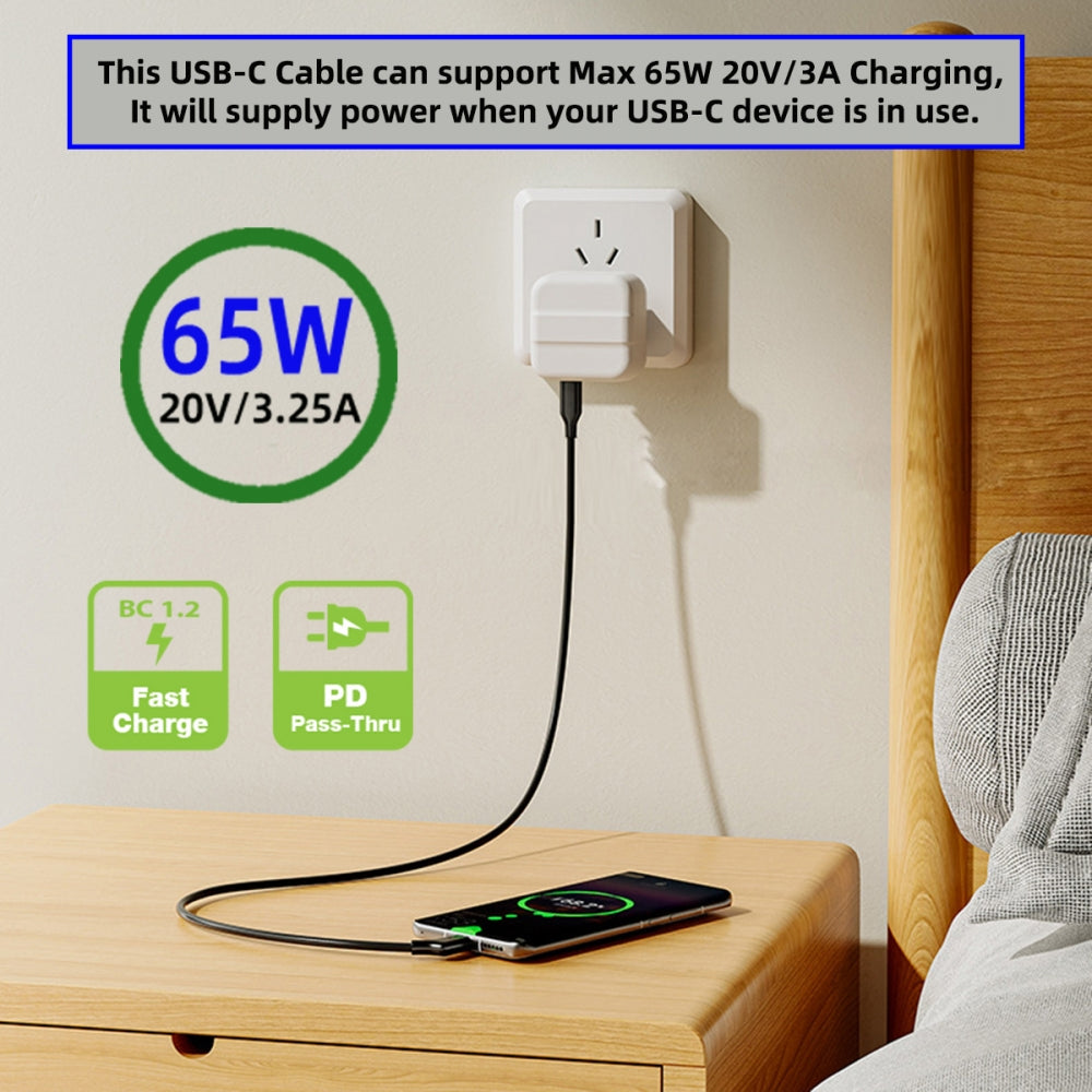 USB-C 10Gbps Type-C Video 4K Power PD 65W  Ultra-Fine Flexable Cable Right Angled 135 Degree Connector for VR AR Glasses NS Handheld Console