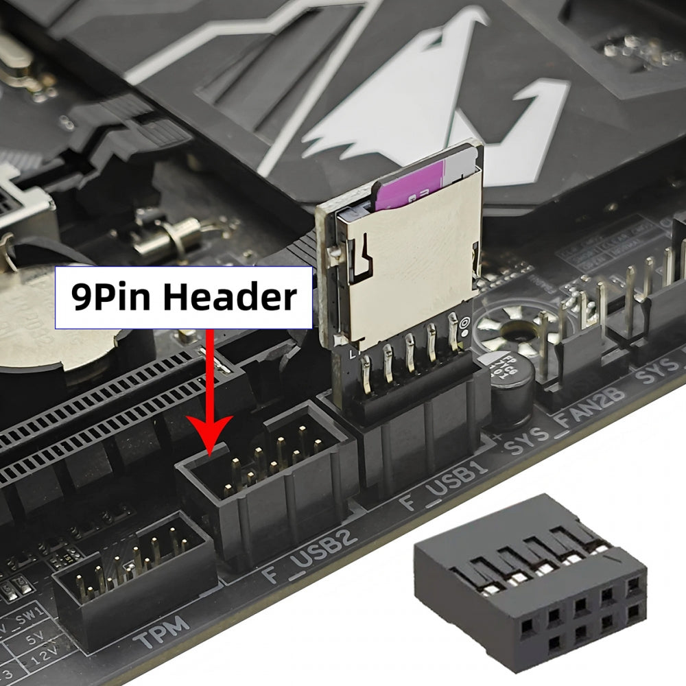 USB 2.0 9Pin 10Pin Mainboard Header Male to Micro-SD TF Card Reader Writer Disk-On-Module for NAS Desktop DOM