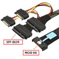 PCI-E 5.0 Mini Cool Edge IO MCIO STR PCI-E 8i 74Pin Male to Dual SFF-8639 U.2 SSD 68Pin Disk Cable 50cm