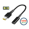 100W Type-C USB-C Female Input to Rectangular Plug Output Power 20V 5A PD Charge Cable for Thinkpad X1 Legion Y7000P Laptop