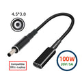 100W Type-C USB-C Female Input to DC 4.5*3.0mm Plug Output Power 20V 5A PD Charge Cable 16cm Compatible with DELL-Laptop