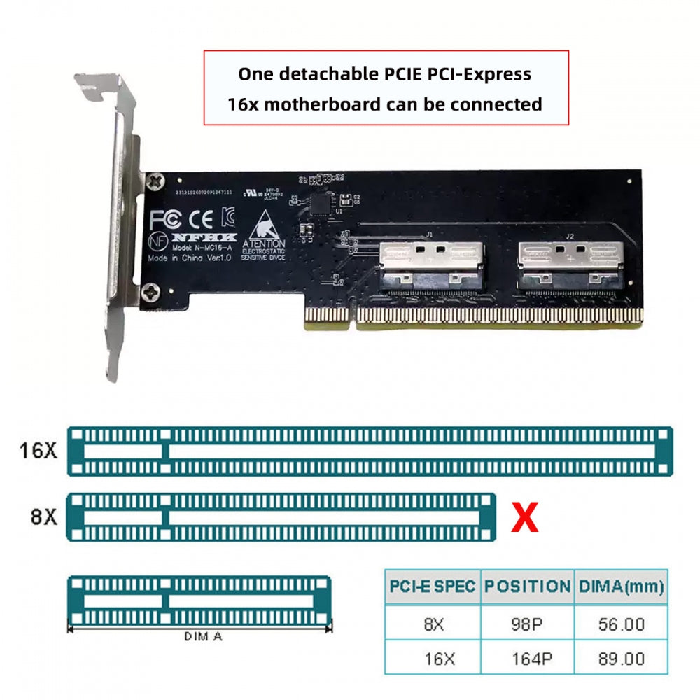 PCIE5.0 PCI-Express 16x to VROC Dual MCIO 8x Mini Cool Edge IO SFF-TA-1016 Virtual Raid Adapter for Mainboard SSD Graphics Card