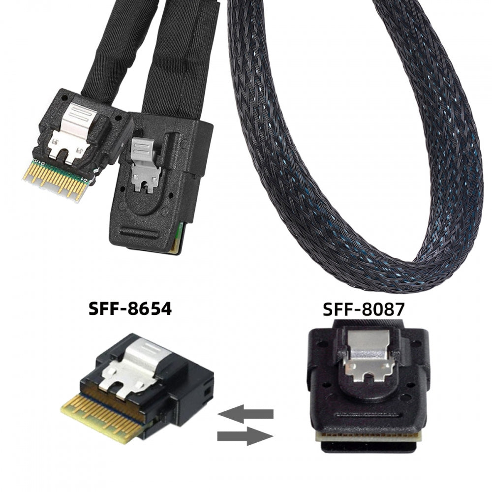 Internal Mini SAS SFF-8087 to Slimline SAS SFF-8654 Data Hard Disk Raid Cable for Server Data Center 50cm