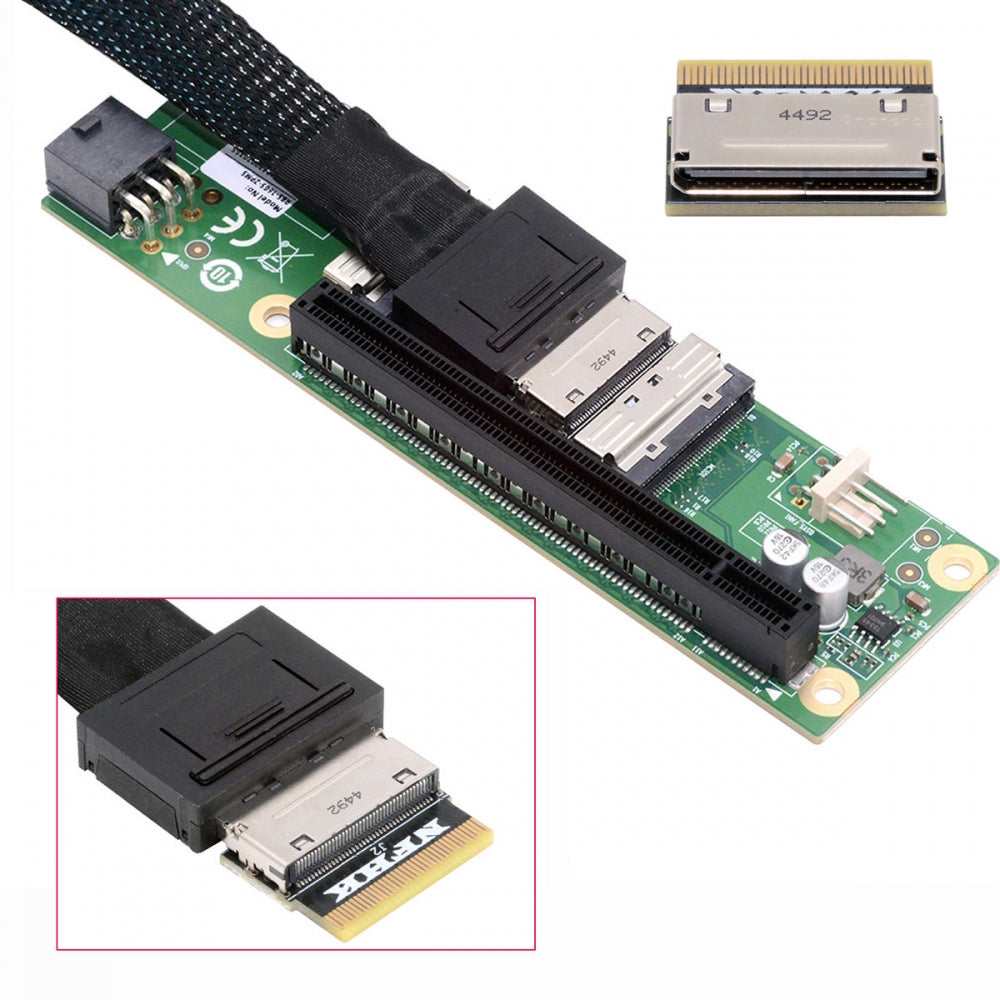 Oculink 8X Female SFF-8612 to MCIO Male 8x Mini Cool Edge IO SFF-TA-1016 SSD eGPU Data PCBA Adapter PCIe PCI-Express