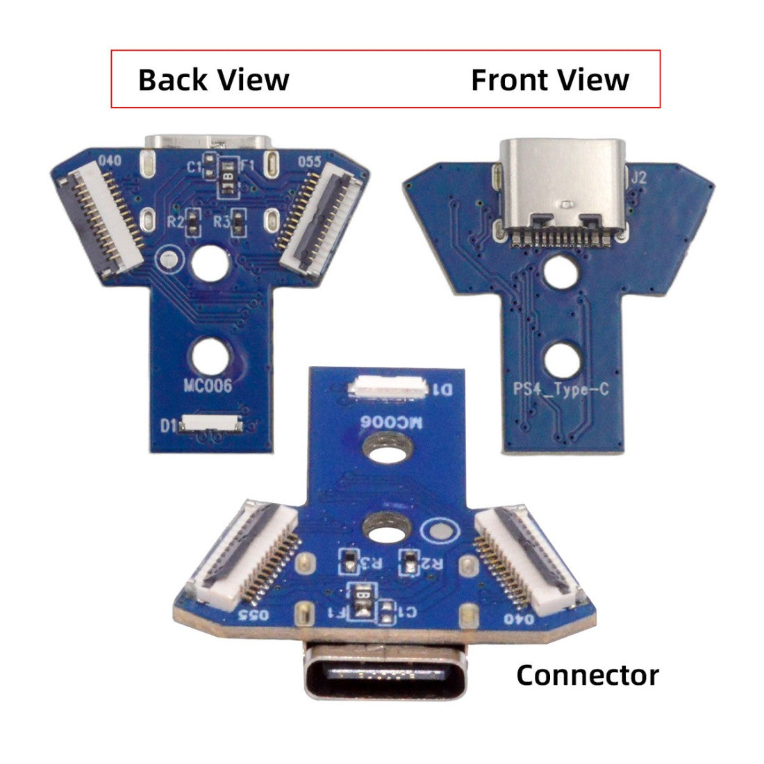 PS4 USB C DIY Connector for DualShock JDS-040/055 Micro USB 5Pin to USB C Female Socket Port Repair Replacement Solder Adapter
