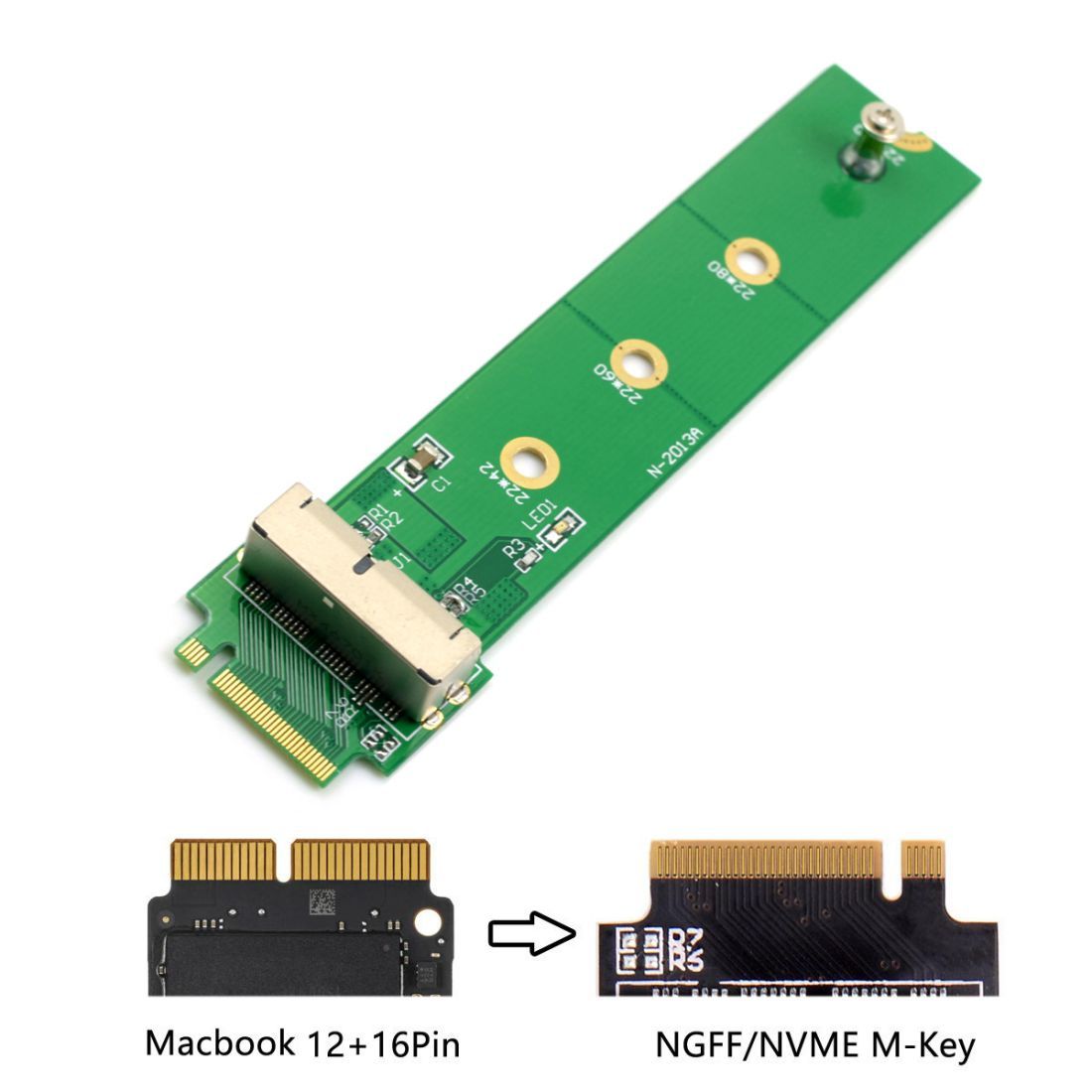 12+16Pin MAC SSD to Motherboard M.2 NVME NGFF M-Key Convert Adapter Card for 2013 2014 2015 A1493 A1502 A1465 A1466 MAC Pro Air SSD