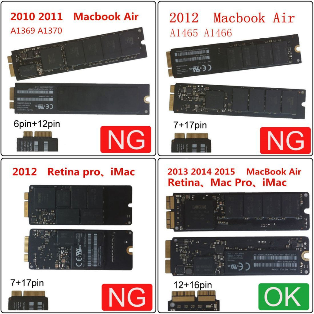 12+16Pin MAC SSD to Motherboard M.2 NVME NGFF M-Key Convert Adapter Card for 2013 2014 2015 A1493 A1502 A1465 A1466 MAC Pro Air SSD